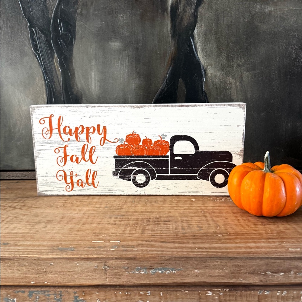 Decorative Fall Wood Sign Tabletop Happy Fall Y’all